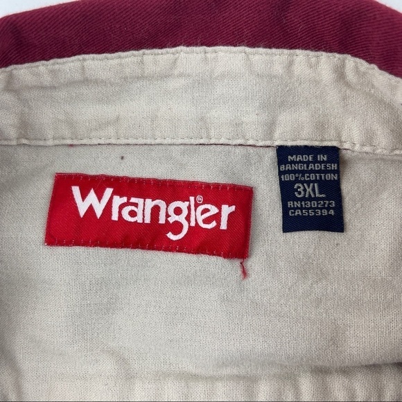 Wrangler Button Up Shirt Mens 3XL Red Pockets Long Sleeve - Picture 2 of 9
